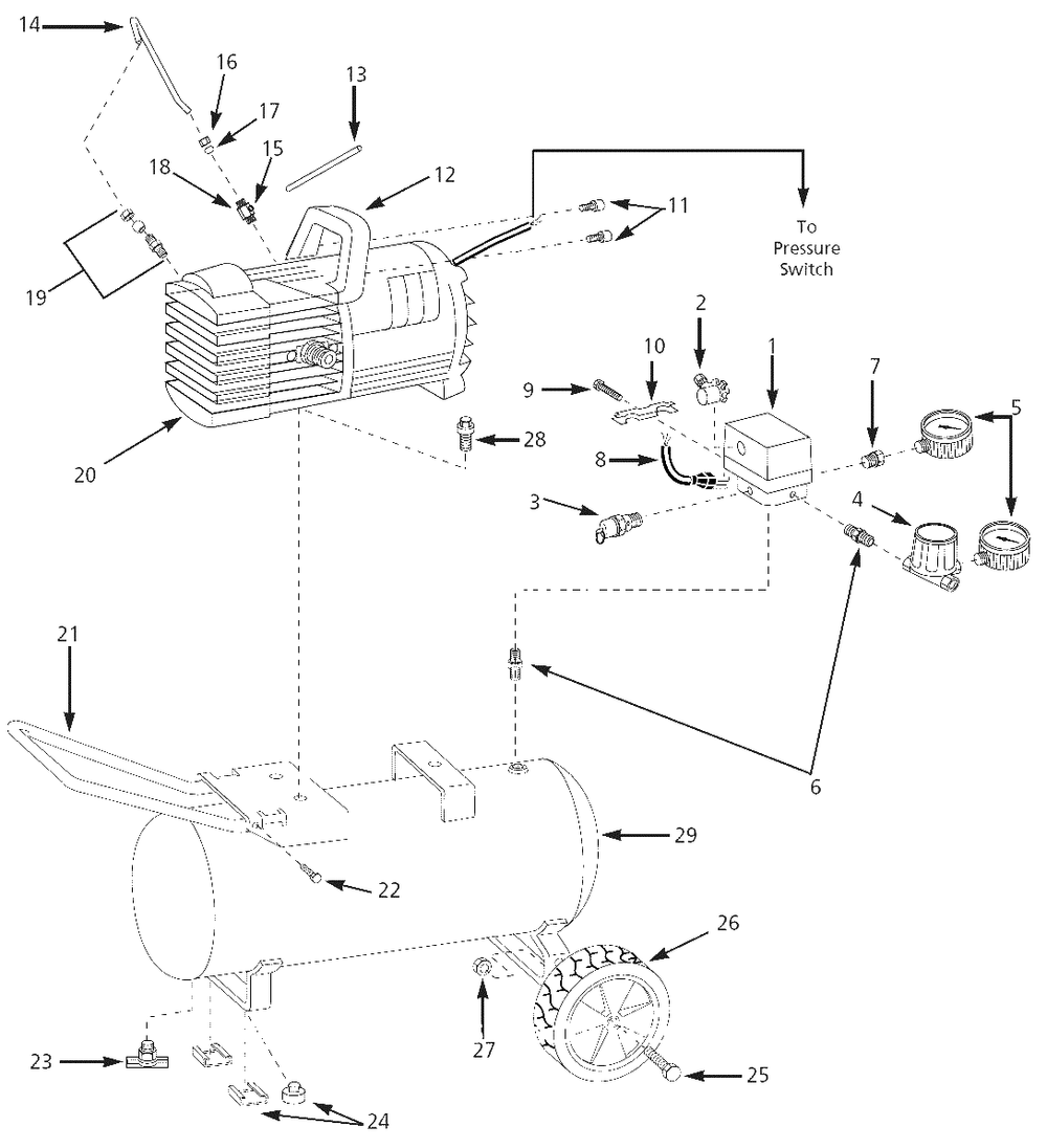 Air-Compressor Parts Diagram and Parts List for MT700402  Campbell Hausfeld Compressor
